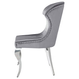 Cheyanne Upholstered Wingback Side Chair with Nailhead Trim Chrome and Grey (Set of 2)