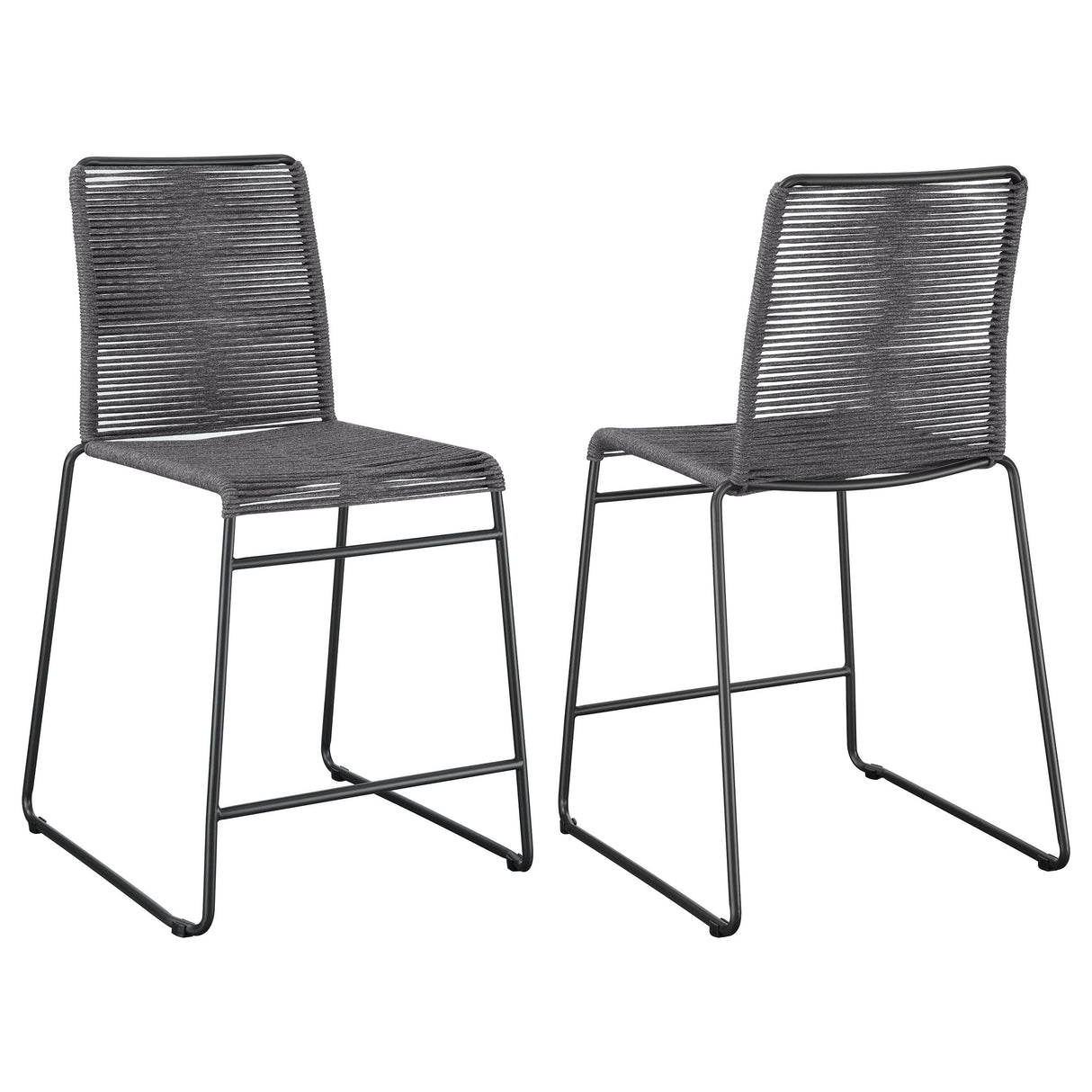 Jerome Upholstered Bar Stools with Footrest (Set of 2) Charcoal and Gunmetal