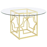 Starlight Round Glass Top Dining Table Clear and Brass