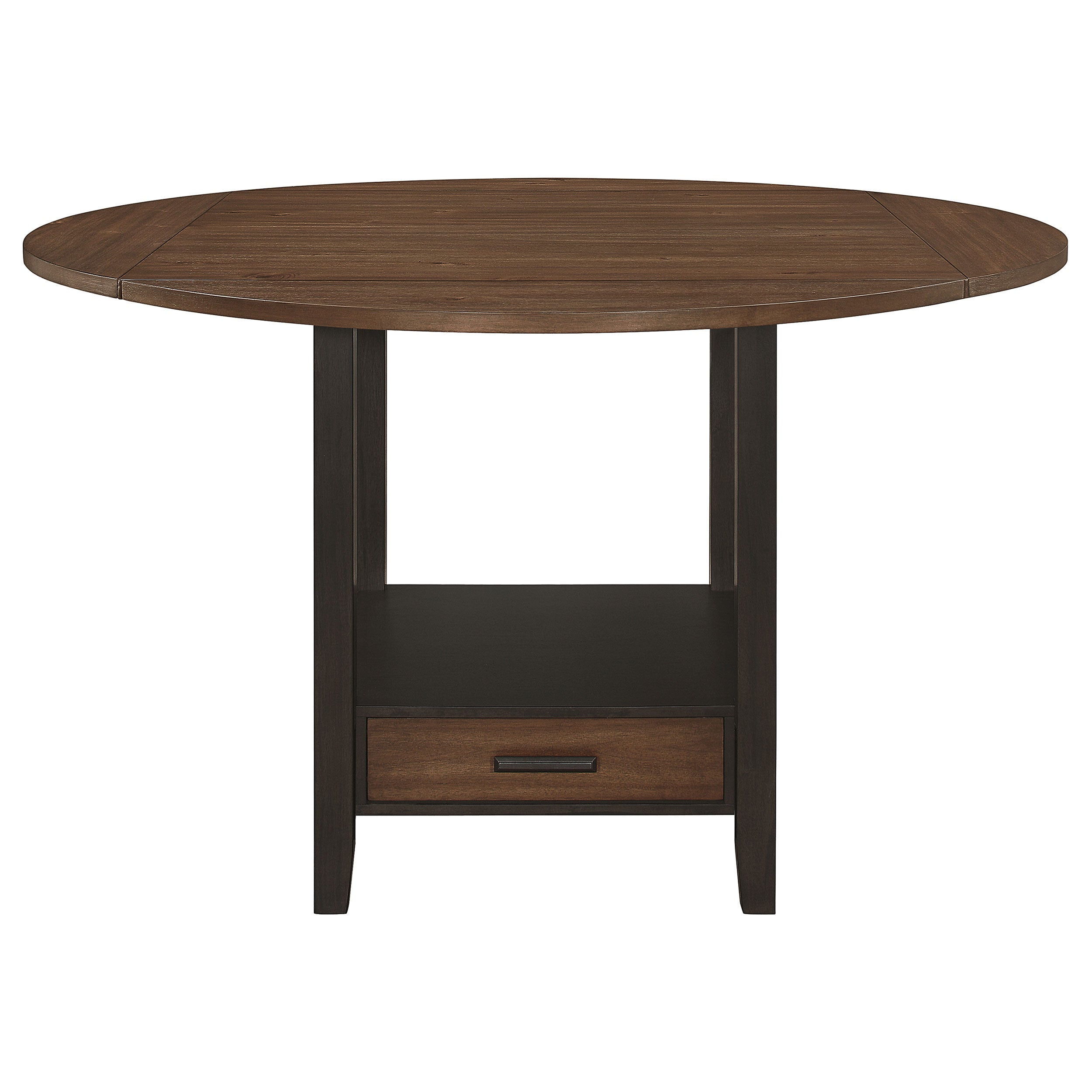 Sanford Round Counter Height Table with Drop Leaf Cinnamon and Espresso