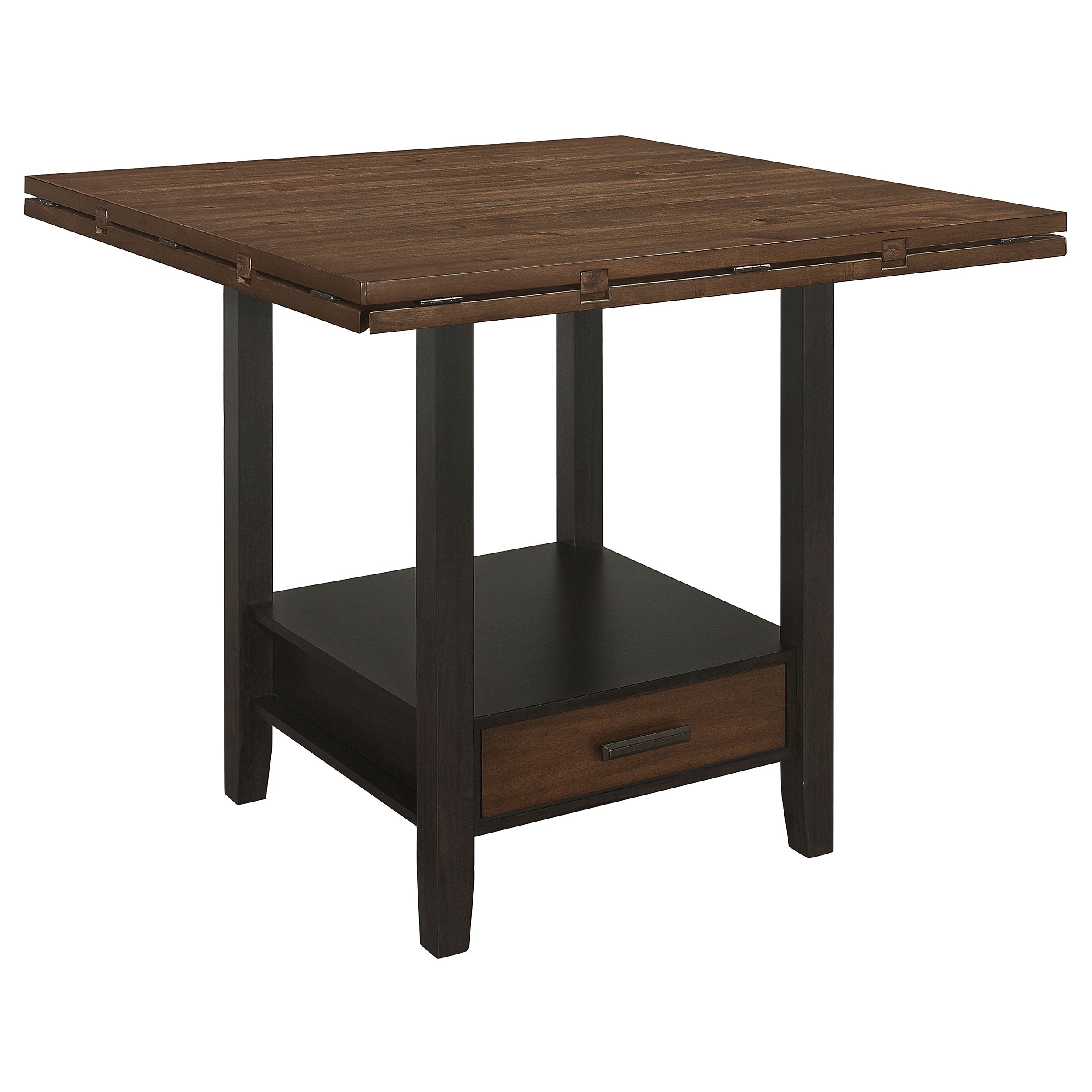 Sanford Round Counter Height Table with Drop Leaf Cinnamon and Espresso