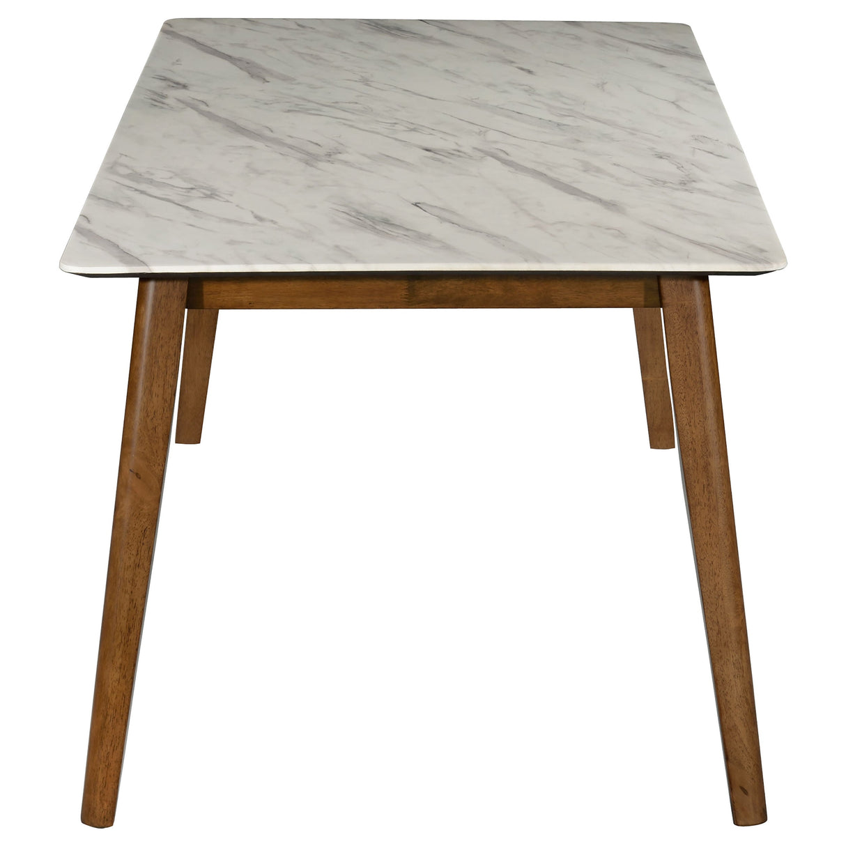 Everett Faux Marble Top Dining Table Natural Walnut and White