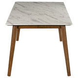 Everett Faux Marble Top Dining Table Natural Walnut and White