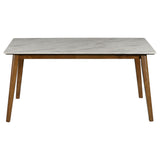 Everett Faux Marble Top Dining Table Natural Walnut and White