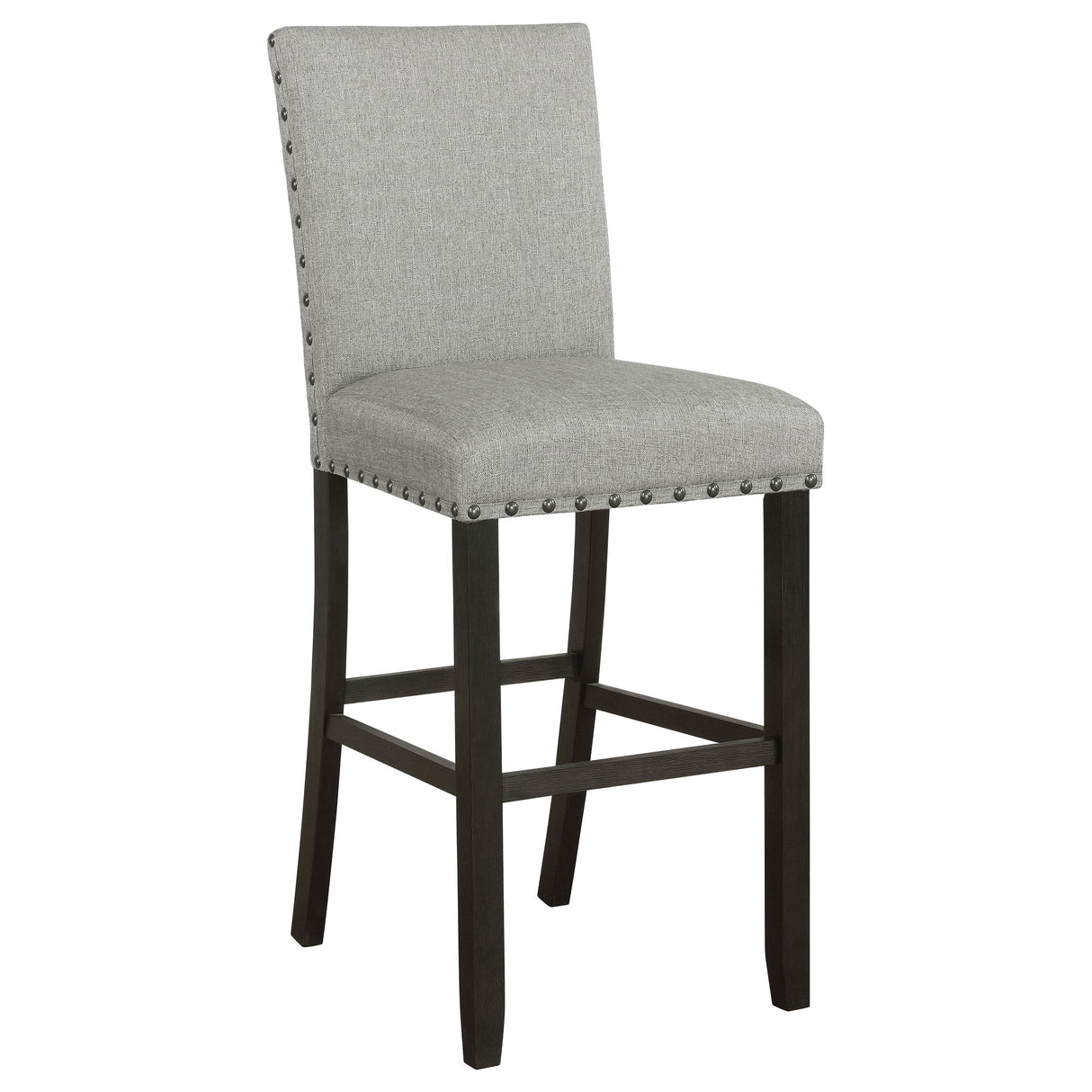 Kentfield Solid Back Upholstered Bar Stools Grey and Antique Noir (Set of 2)