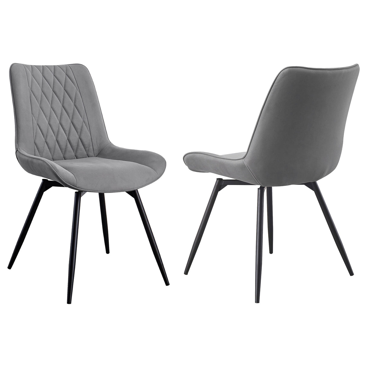 Diggs Upholstered Tufted Swivel Dining Chairs Grey and Gunmetal (Set of 2)