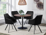 Arika Tufted Sloped Arm Swivel Dining Chair Black and Gunmetal