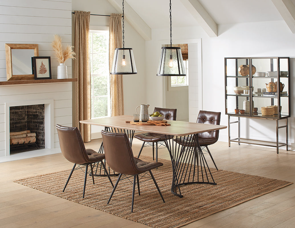 Altus Swirl Base Dining Table Natural Oak and Gunmetal