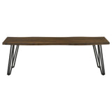 Topeka Live-edge Dining Bench Mango Cocoa and Gunmetal