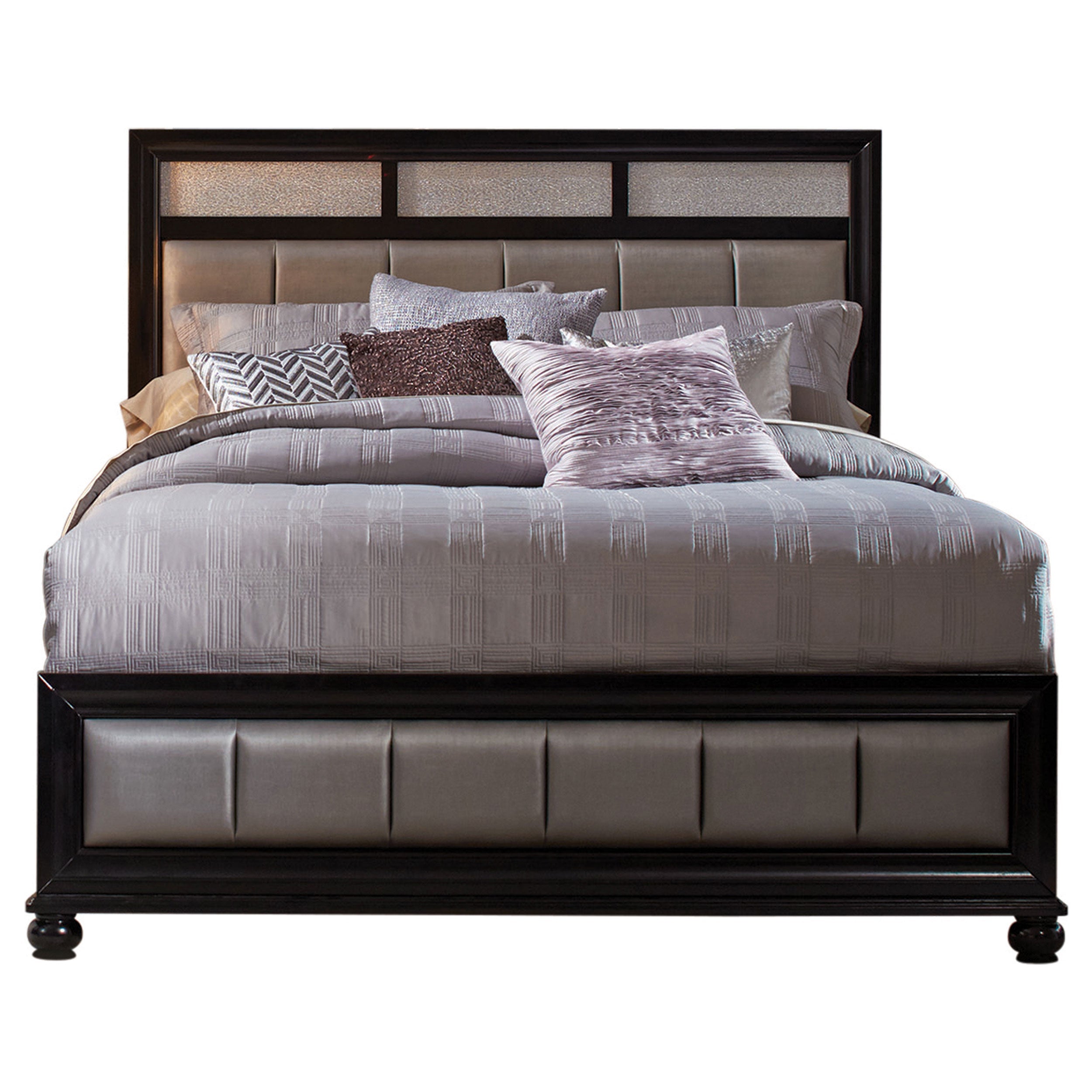 Barzini  Upholstered Bed Black and Grey