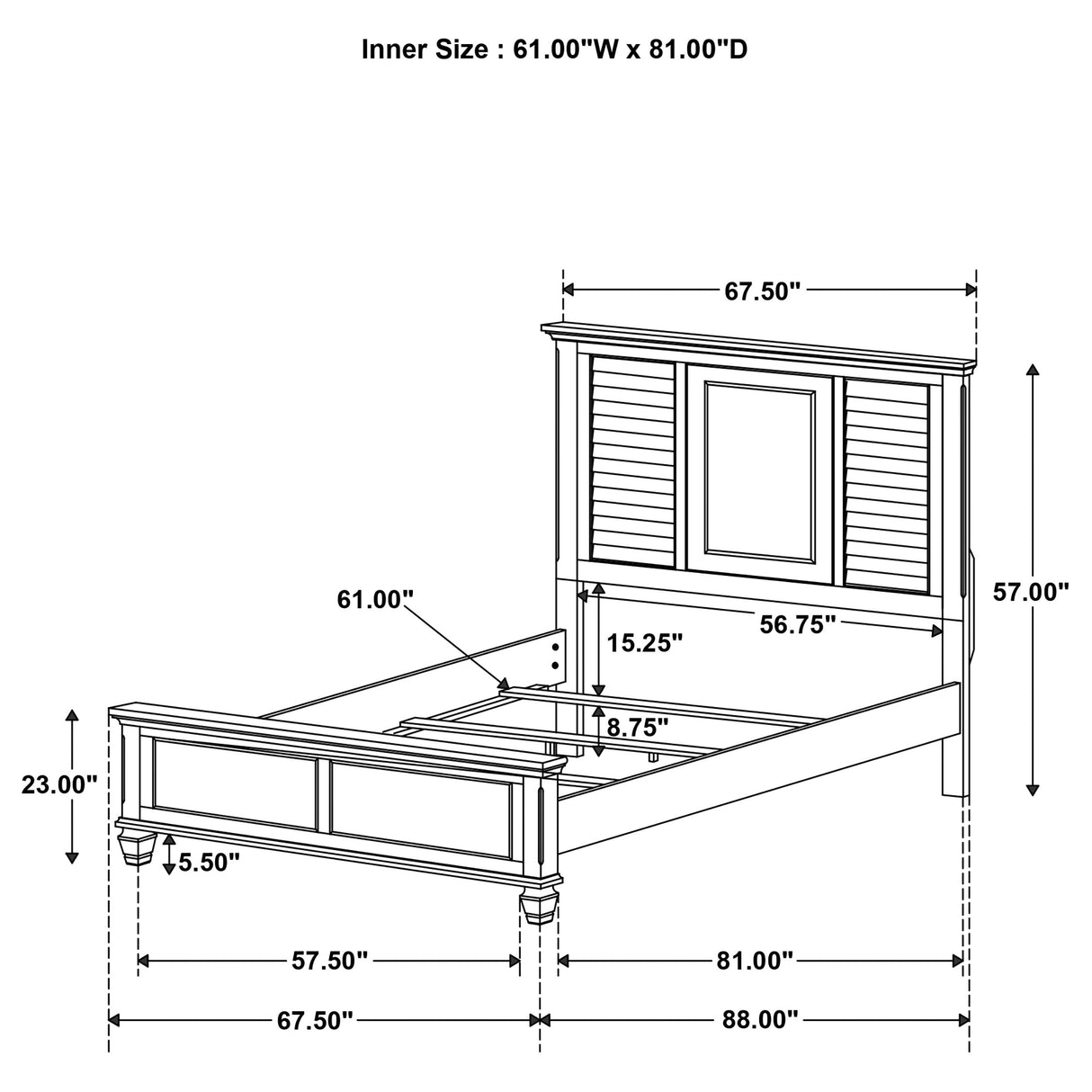 Franco Wood  Panel Bed Burnished Oak