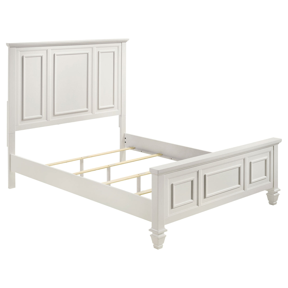 Sandy Beach  Panel Bed with High Headboard Cream White