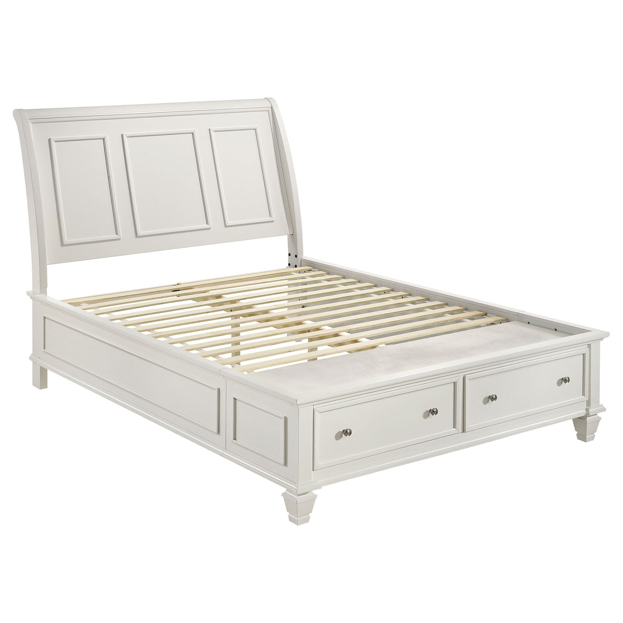 Sandy Beach  Storage Sleigh Bed Cream White