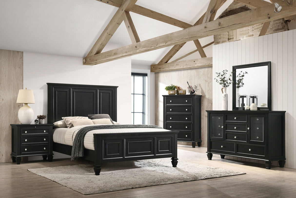 Sandy Beach  Panel Bed with High Headboard Black