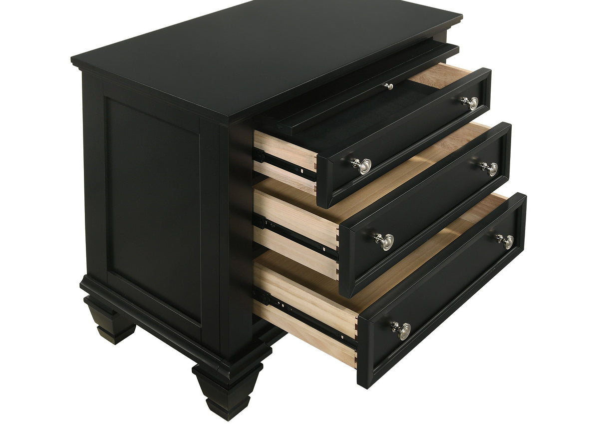 Sandy Beach 3-drawer Nightstand Black