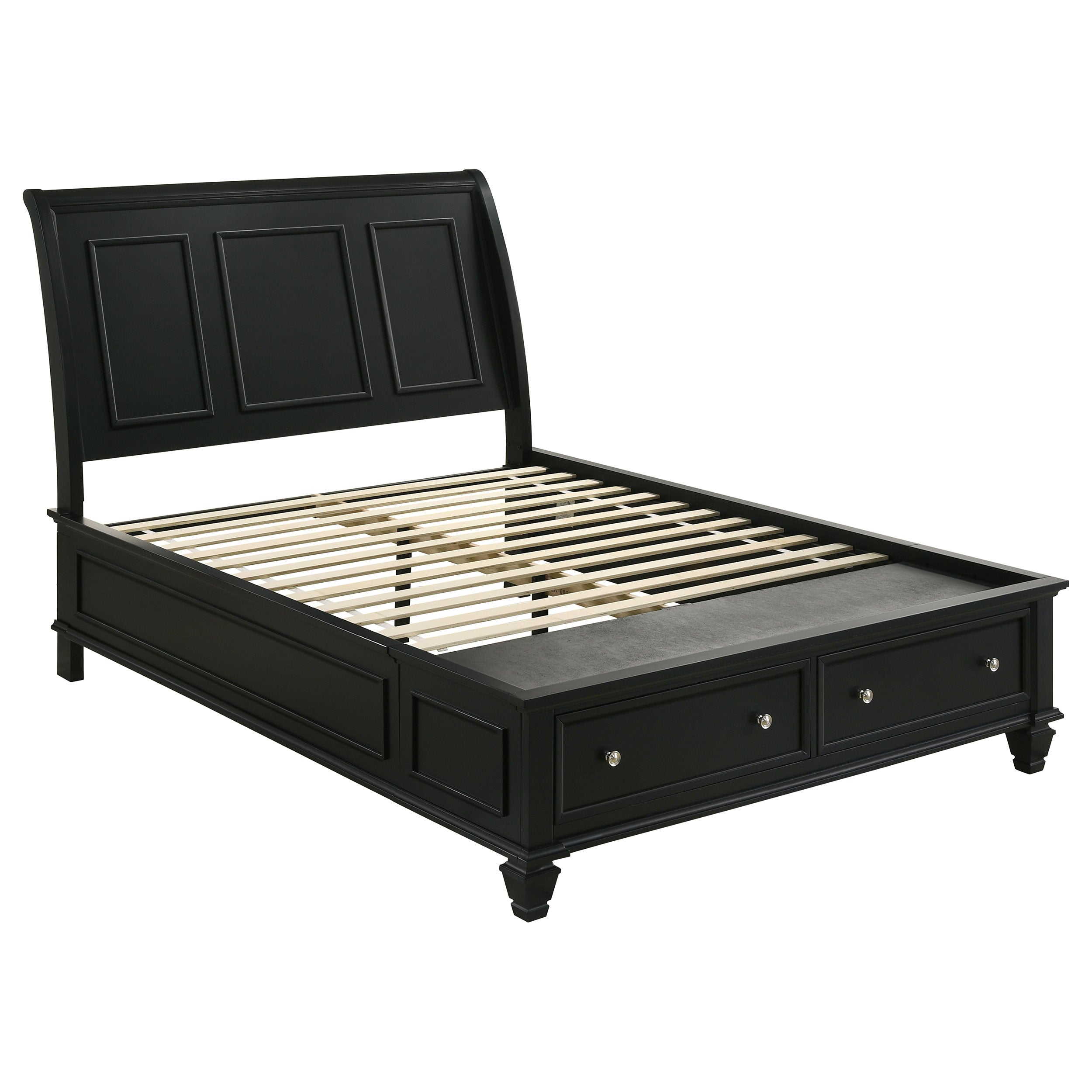 Sandy Beach  Storage Sleigh Bed Black