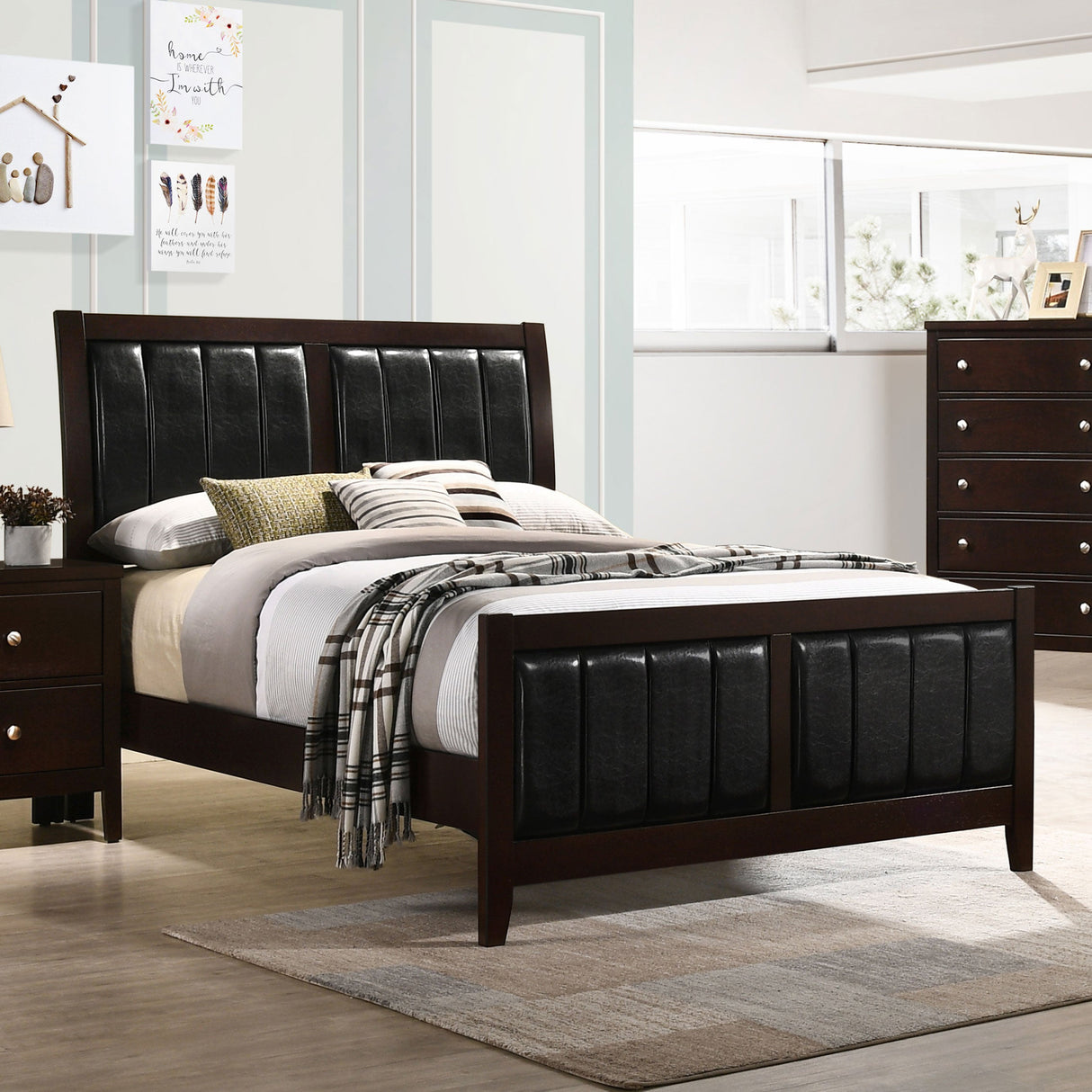 Carlton  Upholstered Bed Cappuccino and Black