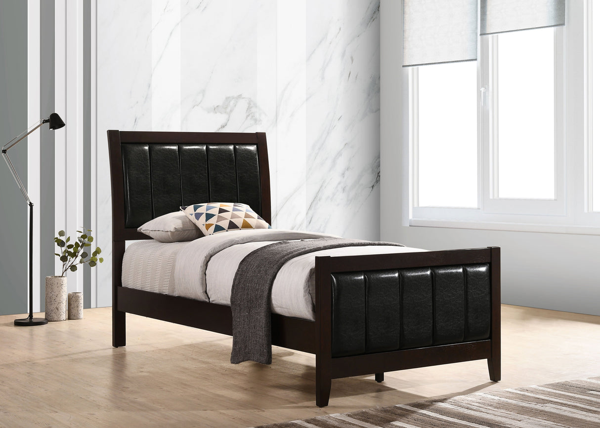 Carlton  Upholstered Bed Cappuccino and Black