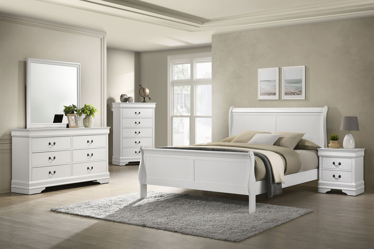 Louis Philippe 47-inch  Sleigh Panel Bed White