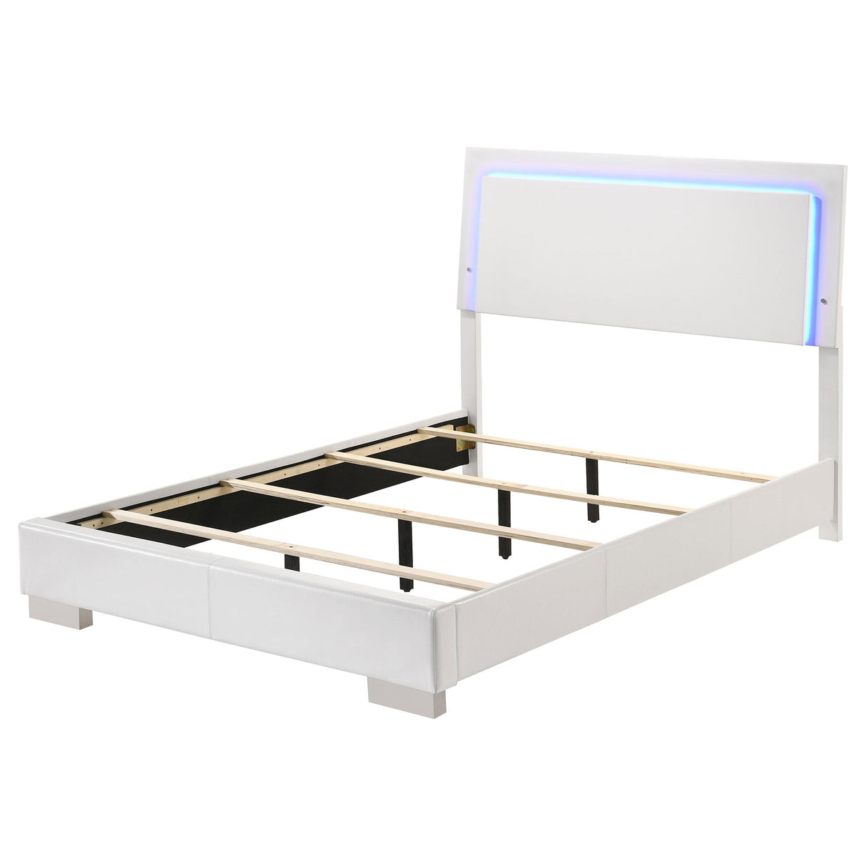 Felicity  Panel Bed with LED Lighting Glossy White