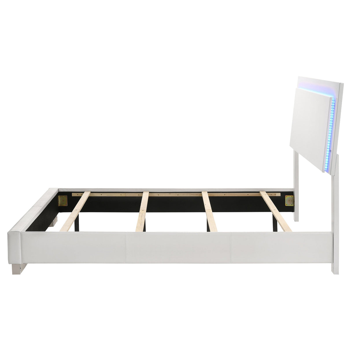 Felicity  Panel Bed with LED Lighting Glossy White