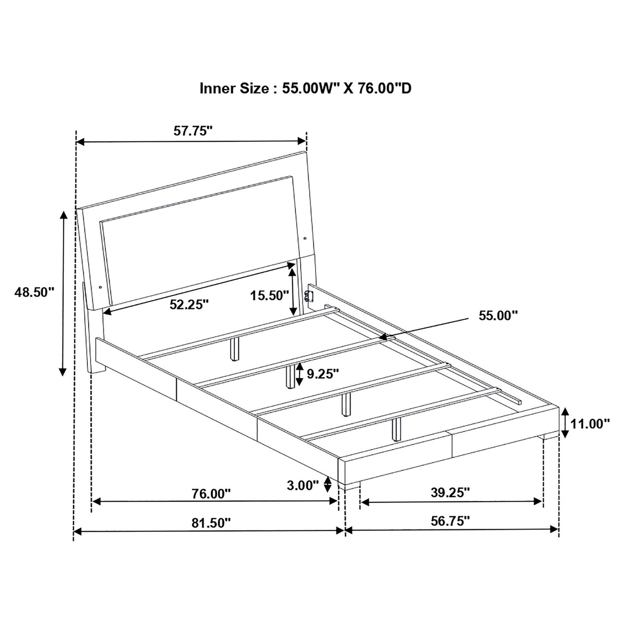 Felicity  Panel Bed with LED Lighting Glossy White