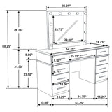 Felicity 9-drawer Vanity Desk with Lighted Mirror Glossy White