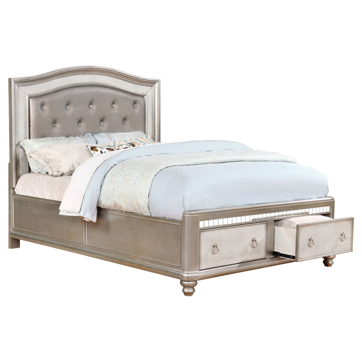 Bling Game Upholstered Storage  Bed Metallic Platinum