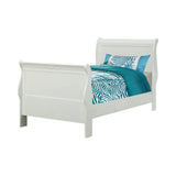 Louis Philippe  Sleigh Panel Bed White