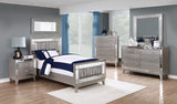 Leighton  Panel Bed with Mirrored Accents Mercury Metallic