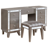 Leighton Vanity Desk and Stool Metallic Mercury