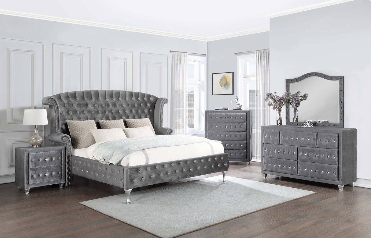 Deanna  Tufted Upholstered Bed Grey