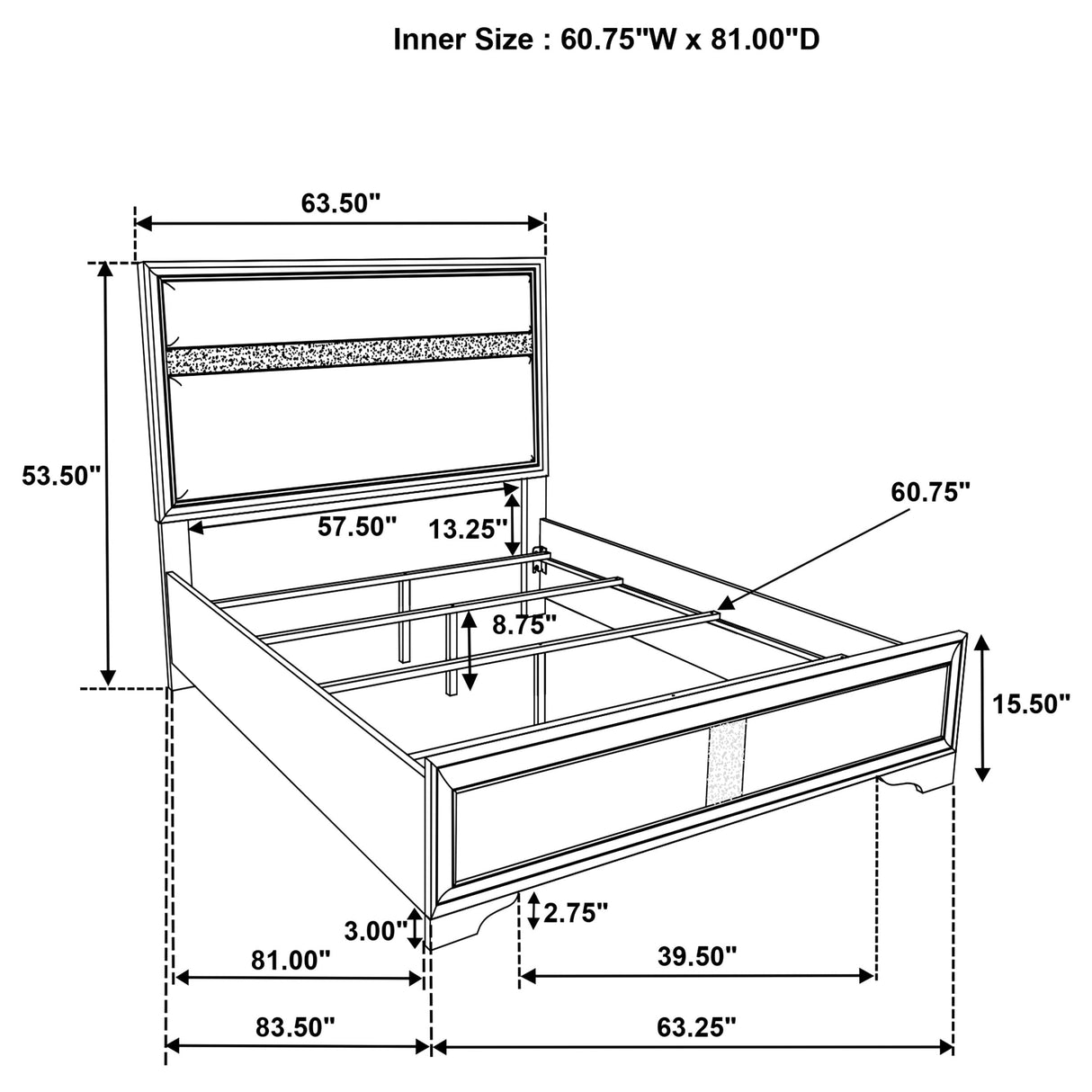 Miranda 55-inch Upholstered  Panel Bed White