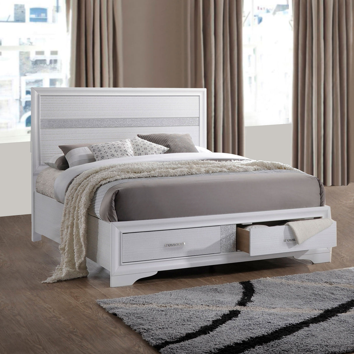 Miranda  2-drawer Storage Bed White