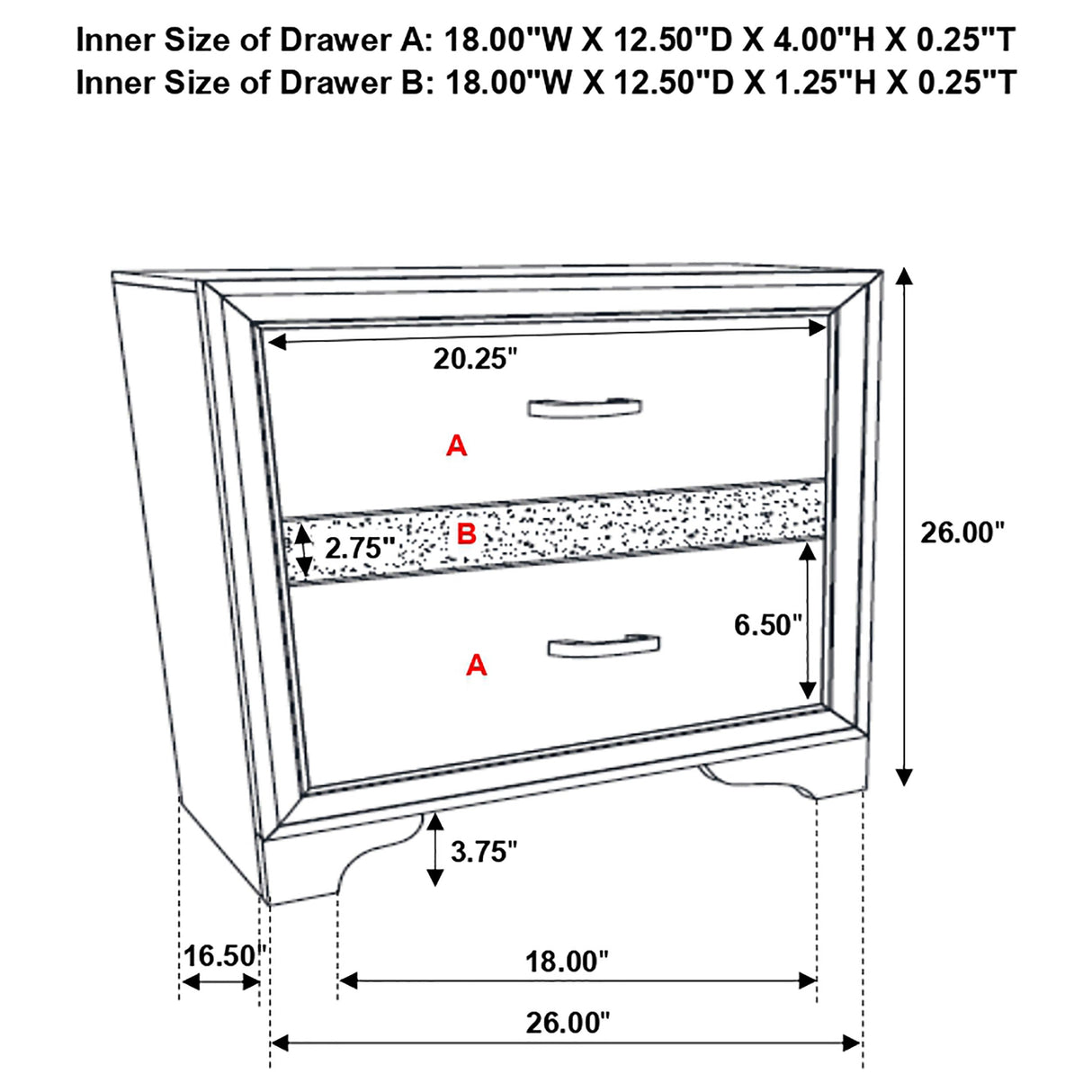 Miranda 2-drawer Nightstand Tray White