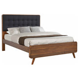 Robyn  Bed with Upholstered Headboard Dark Walnut