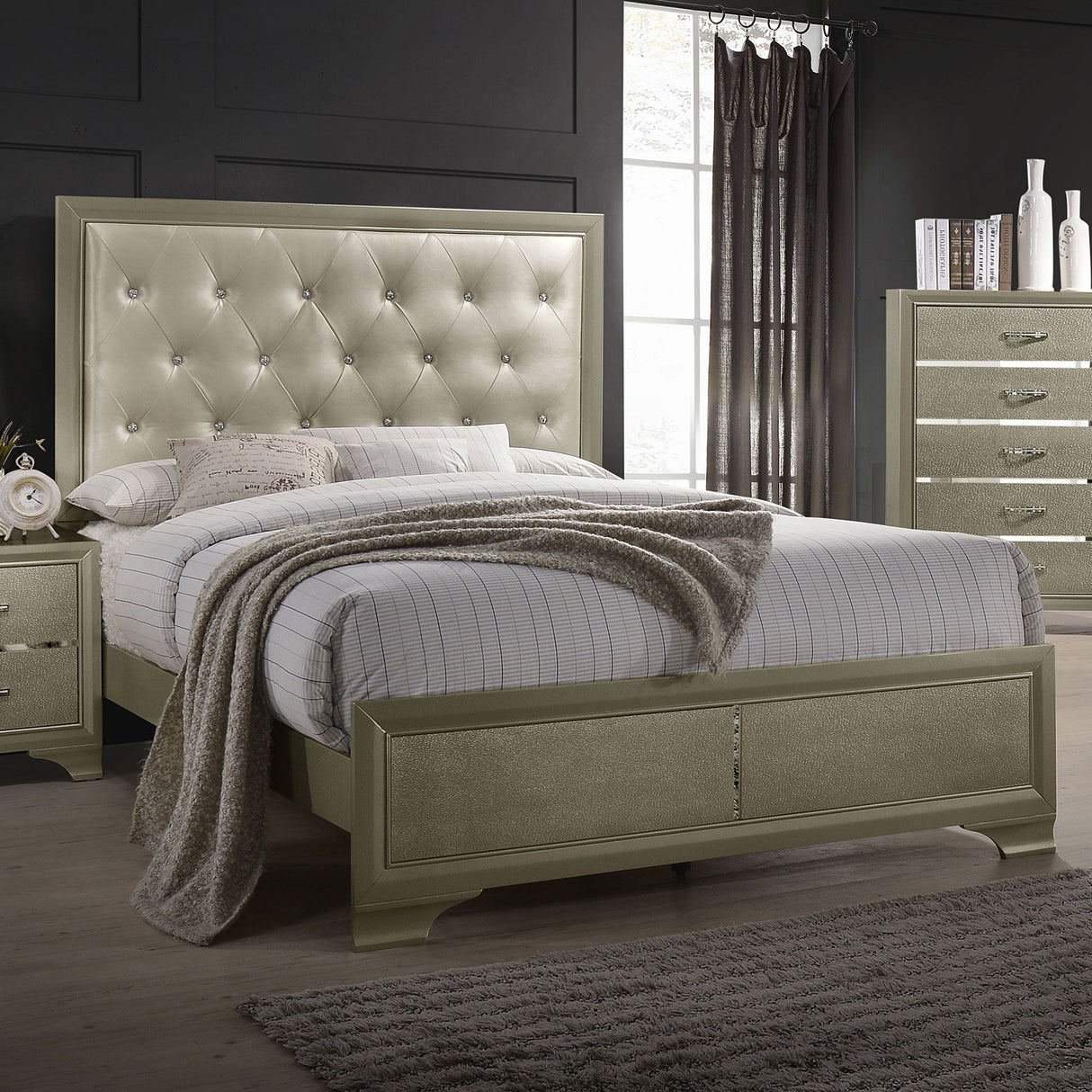 Beaumont Upholstered  Bed Champagne