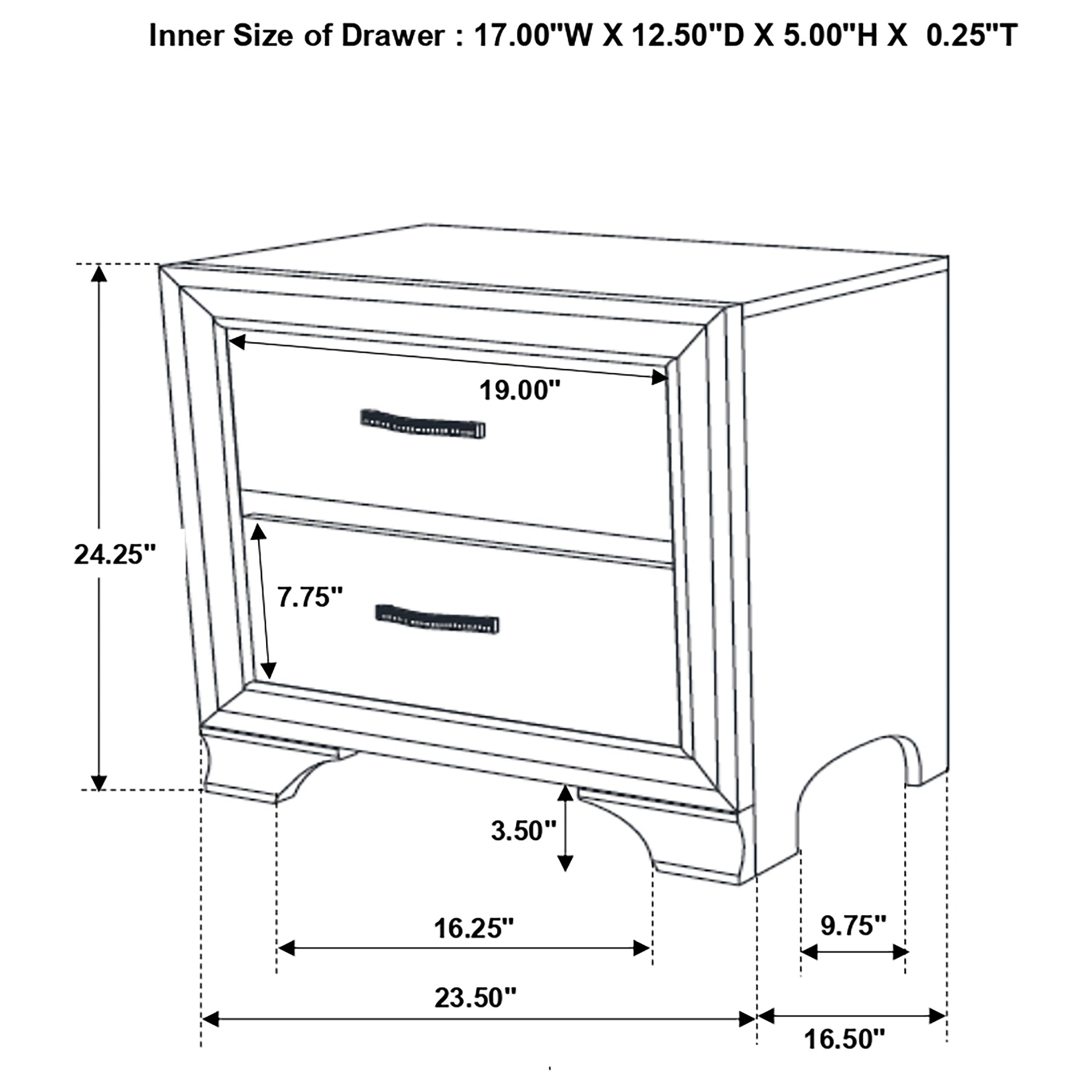 Beaumont 2-drawer Rectangular Nightstand Champagne