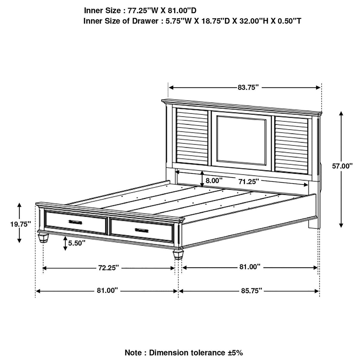 Franco  Storage Bed Antique White