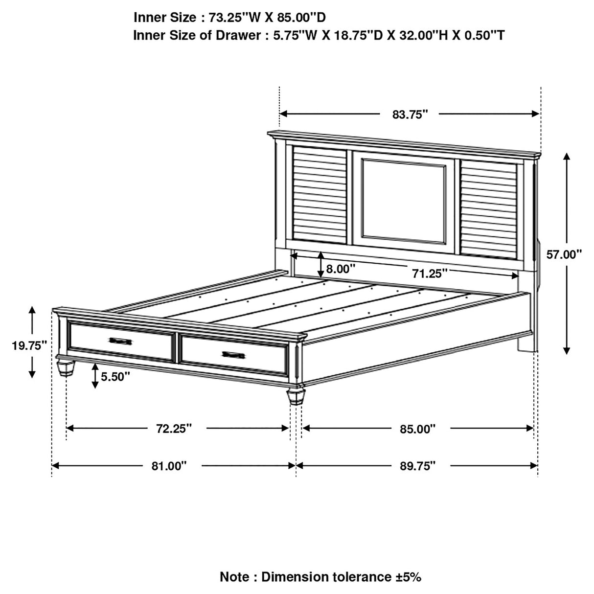 Franco  Storage Bed Antique White