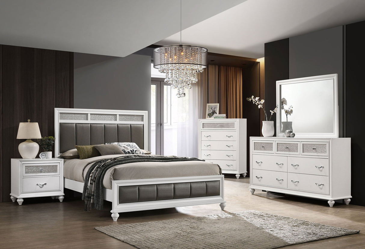 Barzini  Upholstered Panel Bed White