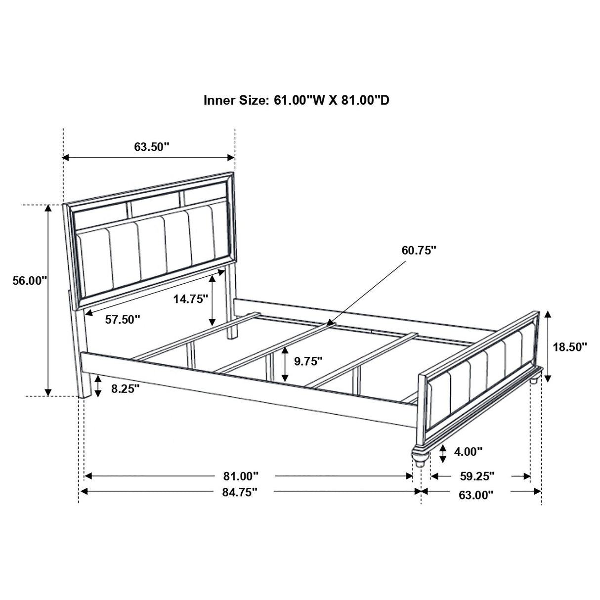 Barzini  Upholstered Panel Bed White