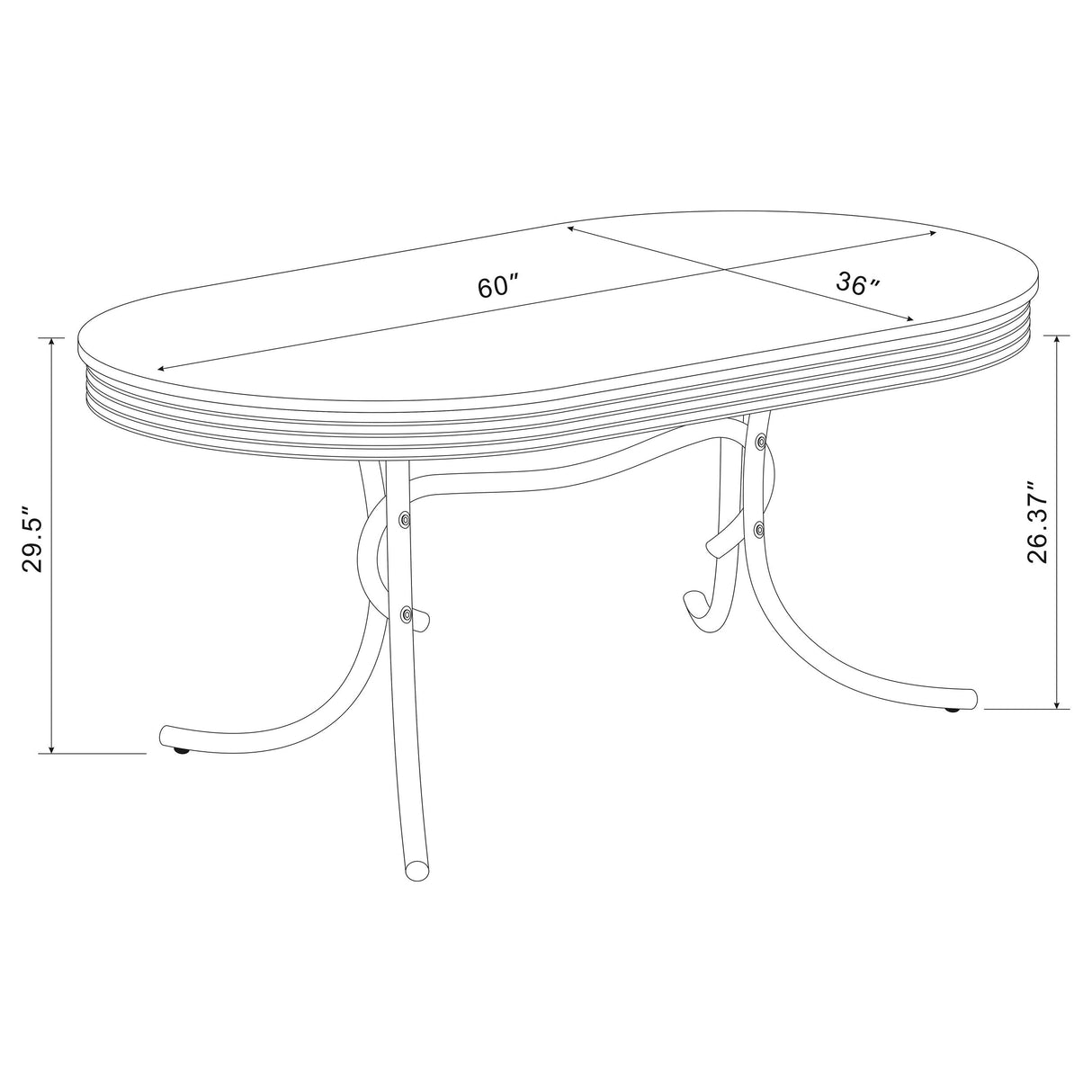 Retro Oval Dining Table Glossy White and Chrome