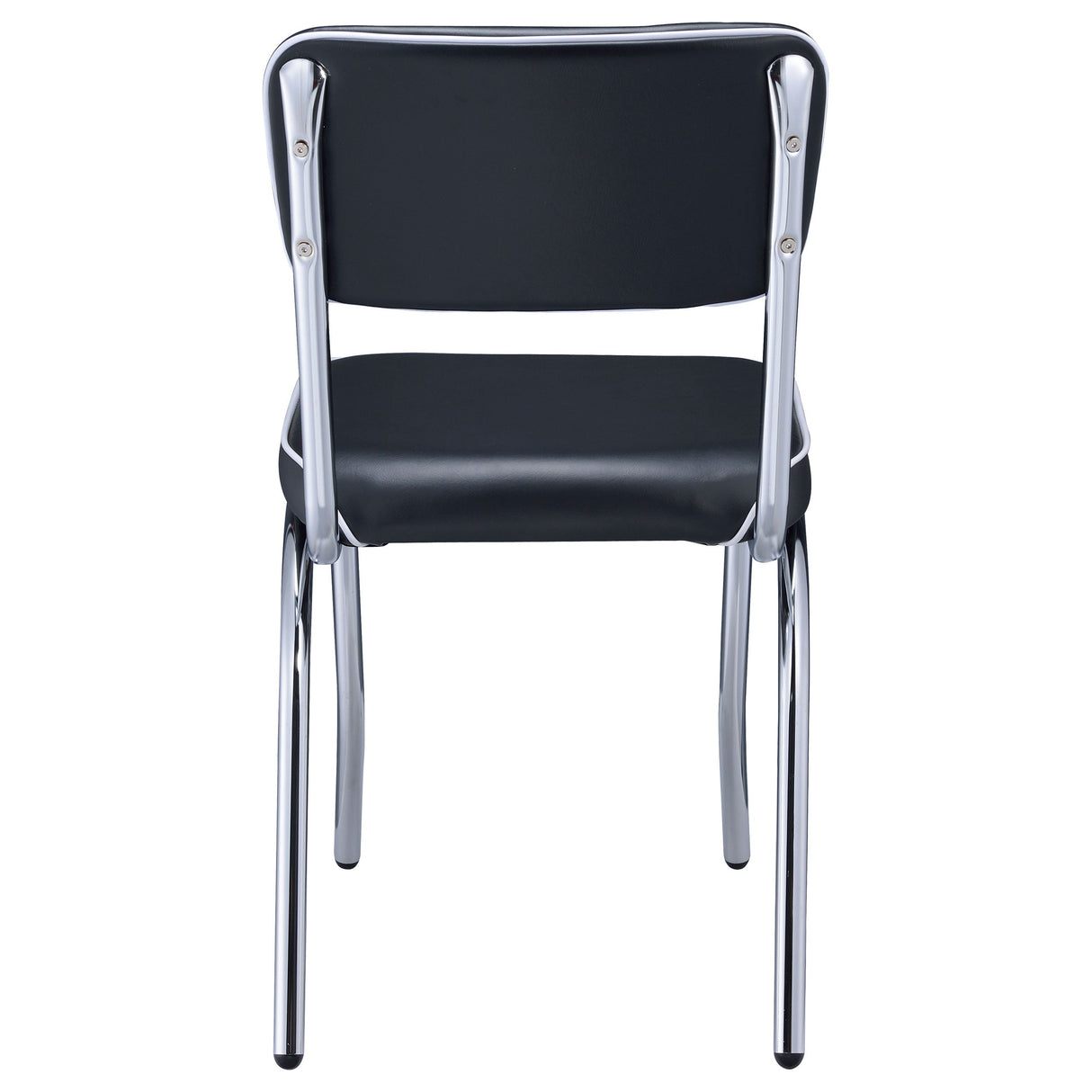 Retro Open Back Side Chairs Black and Chrome (Set of 2)