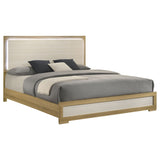 Hyland Wood  LED Panel Bed Natural and White