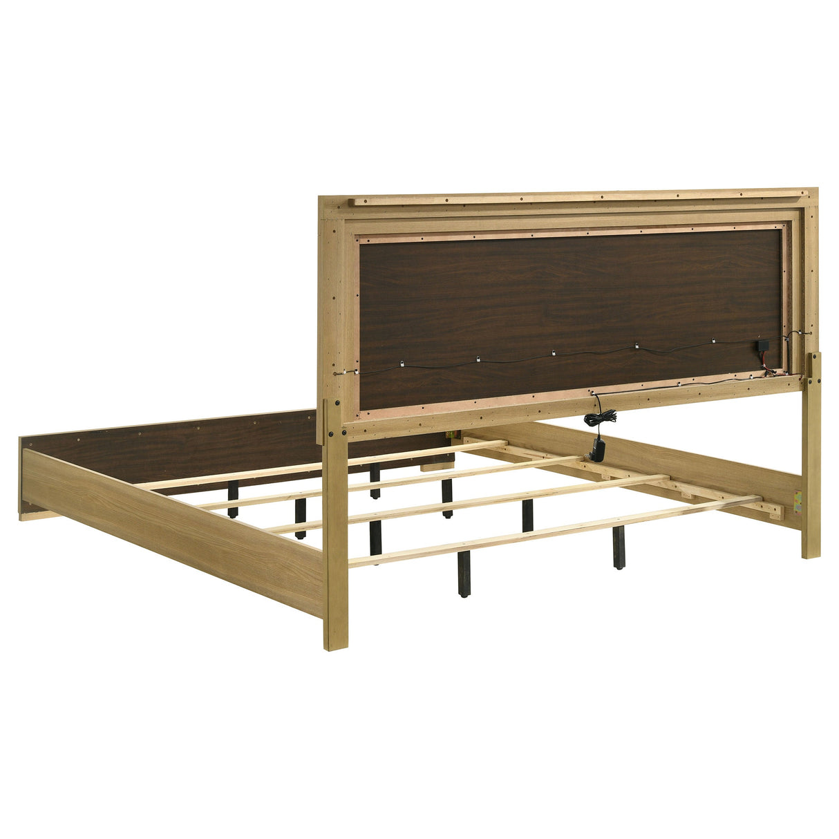 Hyland Wood  LED Panel Bed Natural and White