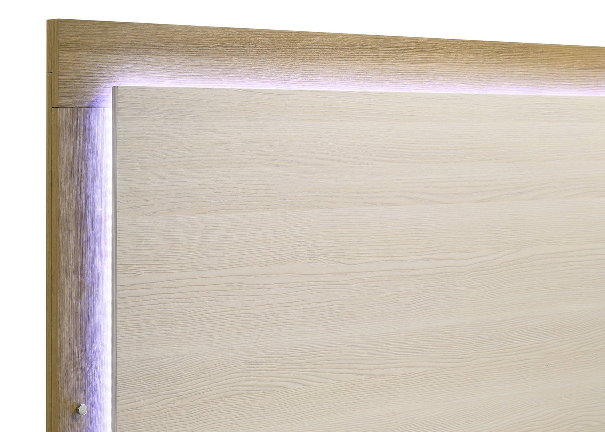 Hyland Wood  LED Panel Bed Natural and White