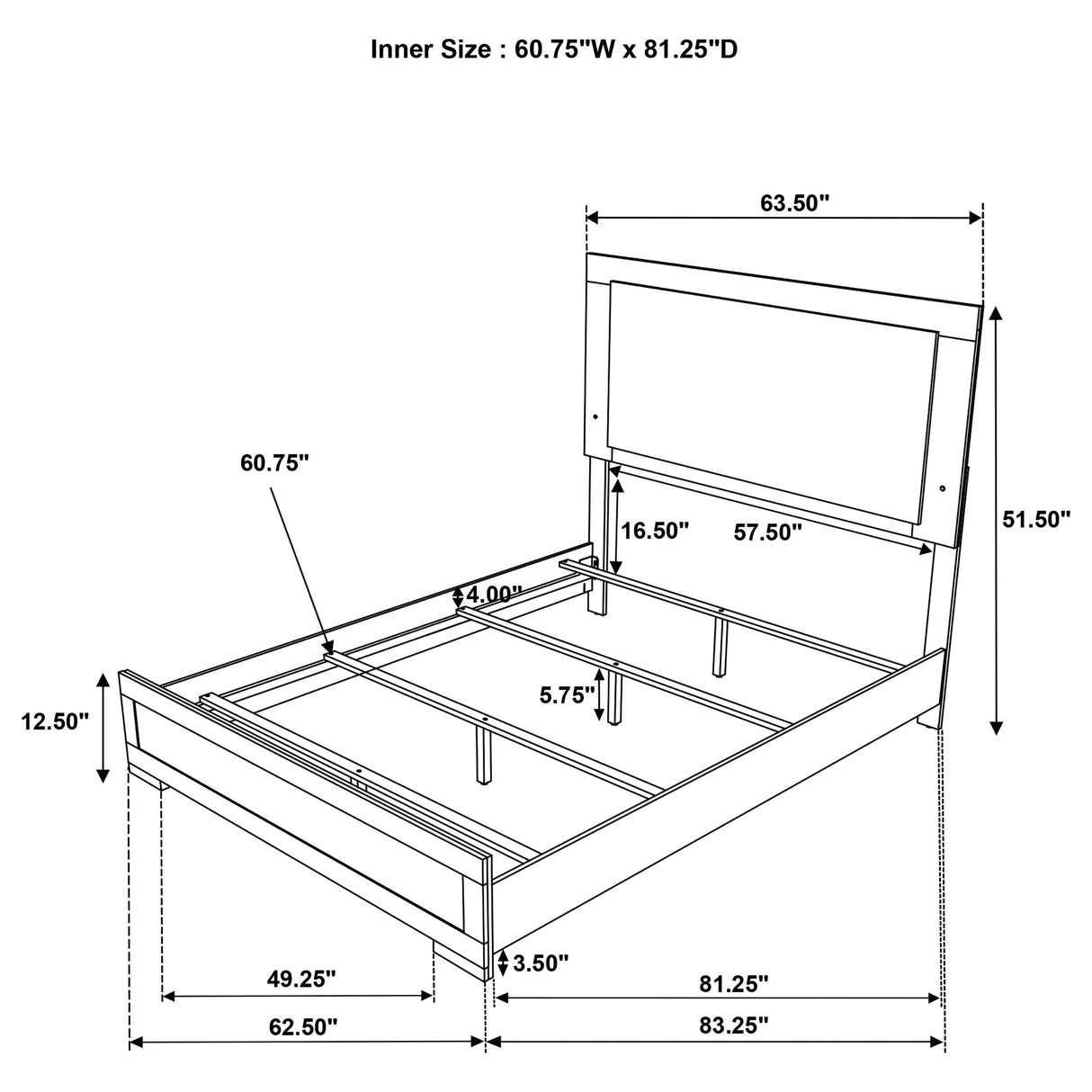 Hyland Wood  LED Panel Bed Natural and White