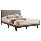 Mays Upholstered  Platform Bed Walnut Brown and Grey