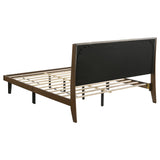 Mays Upholstered  Platform Bed Walnut Brown and Grey